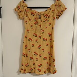 Urban Outfitters Mustard Dress with Red Cherries